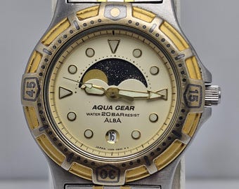 Seiko Alba Aqua Gear V338-6b20 Quartz Vintage Men’s Watch