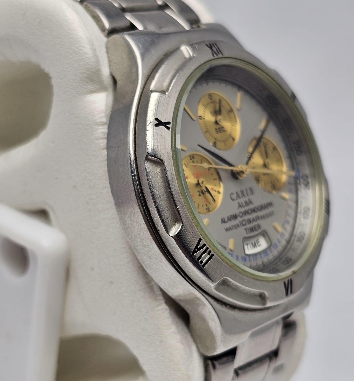 Seiko Alba Carib N944-6A30 Alarm Chronograph Quartz Vintage Men's