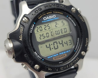 Casio Air Diver Dep-610 Mod 1472 Twin Sensor Vintage Men's Watch