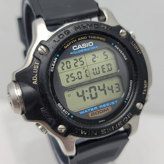 Casio Air Diver Dep-610 Mod 1472 Twin Sensor Vintage Men's Watch