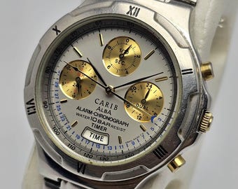 Seiko Alba Carib N944-6A30 Alarm Chronograph Quartz Vintage Men's