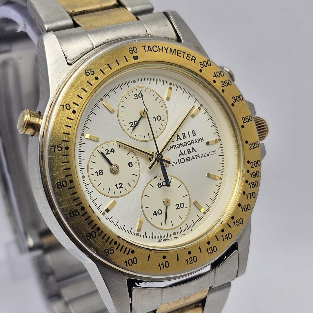 Seiko Alba Carib Y189-7A10 Chronograph Quartz Vintage Men's Watch