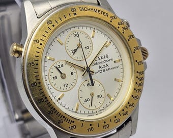 Reloj cronógrafo de cuarzo vintage para hombre Seiko Alba Carib Y189-7A10