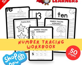 Preschool Number Tracing Workbook, 1-20 Writing Practice, Counting Worksheets (PDF Download)