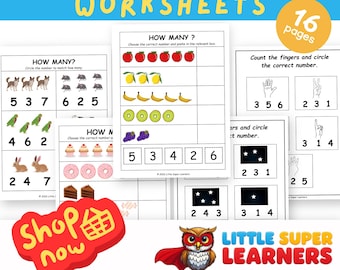 Preschool Counting Activities, Number Recognition Worksheets, Cut and Paste Math Printable (PDF)