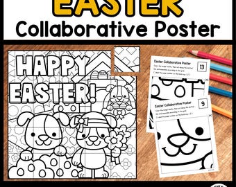 Easter Collaborative Poster – Happy Easter Bunnies Coloring Puzzle