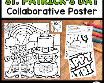 St. Patrick’s Day Collaborative Poster | Leprechaun & Rainbow Classroom Activity