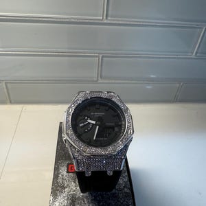 Lyxig G-SHOCK GA-2100 bling byst down hiphop-klocka bling-smycken silver svart kristall handledsbär kubisk zirkonia diamant