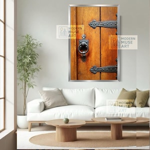 Impression d'art en gros plan de porte en bois vintage : art mural en fer rustique (téléchargement numérique)