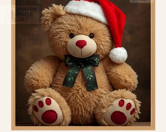 Christmas Teddy Bear Print | Festive Holiday Nursery Decor (Digital Download)