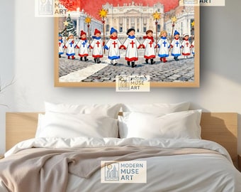 Christmas Choir Parade Art Print | Festive Children, Holiday Decor (Digital Download)