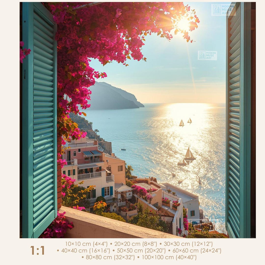 Amalfi Coast Window View Wall Art – Mediterranean Sea Print With ...