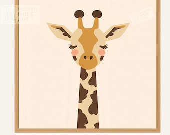 Baby Giraffe Nursery Wall Art Print | Minimalist Kids Room Decor (Digital Download)