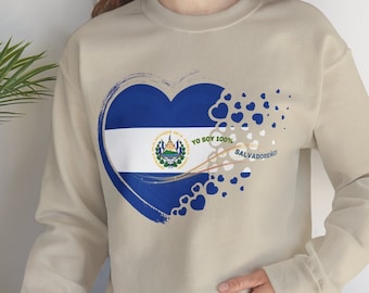100% Salvadoreño , El Salvador Flag PNG image Patriotic Heart (3200x2400 px) in 300 dpi - Sublimation Design- Digital Download