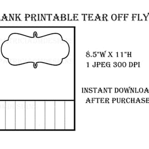 Tear Off Blank Printable Flyer | High Resolution| Digital Download| Print Yourself