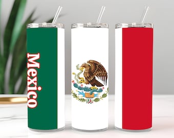 Wrap Sublimation Design , Mexico Flag , 20oz Skinny Tumbler , Tumbler PNG Instant Digital Download, Tumbler Wrap PNG