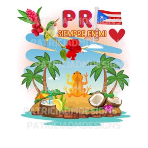 Puerto Rico-PNG image  (2400x3200 px) Siempre en mi Corazon- Boricua-in 300 dpi -PNG Sublimation design- Digital download