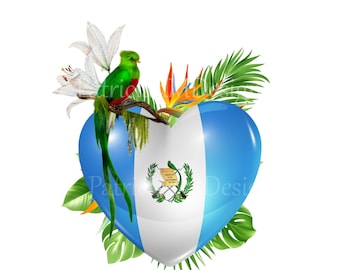 Guatemala PNG image Patriotic Heart  (2400x3200px) in 300 dpi -PNG Sublimation Design- Digital Download