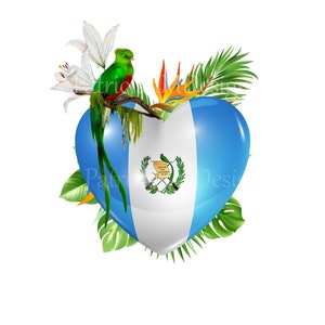 Image PNG Guatemala coeur patriotique (2 400 x 3 200 pixels) en 300 dpi - Design par sublimation PNG - téléchargement numérique