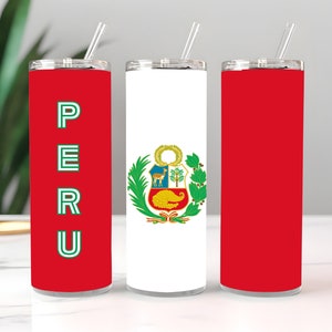 Wrap Sublimation Design , Peru Flag , 20oz Skinny Tumbler , Tumbler PNG Instant Digital Download, Tumbler Wrap PNG , Peruvian