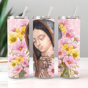 Wrap Sublimation Design, Vierge de Guadalupe beau visage, gobelet skinny 20 oz, gobelet PNG en téléchargement numérique instantané, gobelet d&#39;emballage PNG