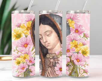 Wrap Sublimation Design , Virgin of Guadalupe Beautiful Face , 20oz Skinny Tumbler , Tumbler PNG Instant Digital Download, Tumbler Wrap PNG