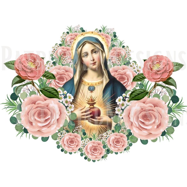 Sacred Heart Of Mary- PNG image  (3200x2400px) in 300 dpi -Files for Sublimation-Sacrado Corazon De Maria-Digital Download