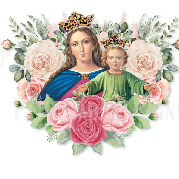 Maria Auxiliadora- PNG image  (3200x2400px) in 300 dpi -Files for Sublimation-Mary Help of Christians-Digital Download