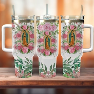 Sublimación de envoltura de vaso Quencher de 40 oz, Diseño de sublimación de la Señora de Guadalupe, Png 300 dpi, Descarga digital, Virgen de Guadalupe