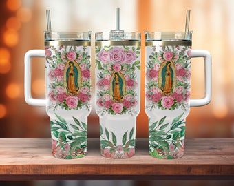 40oz Quencher Tumbler Wrap Sublimation, Lady Of Guadalupe Sublimation Design, Png 300 dpi , Digital Download , Virgen de Guadalupe