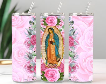 Wrap Sublimation Design , Virgin of Guadalupe , 20oz Skinny Tumbler , Tumbler PNG Instant Digital Download, Tumbler Wrap PNG