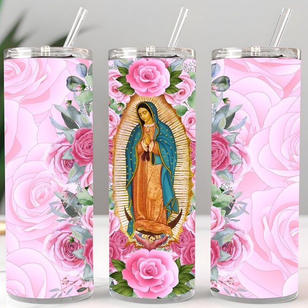 Wrap Sublimation Design , Virgin of Guadalupe , 20oz Skinny Tumbler , Tumbler PNG Instant Digital Download, Tumbler Wrap PNG