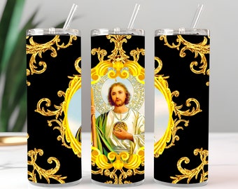 San Judas , St. Jude&#39;s 20oz Skinny Tumbler , Tumbler PNG Instant Digital Download, Tumbler Wrap PNG
