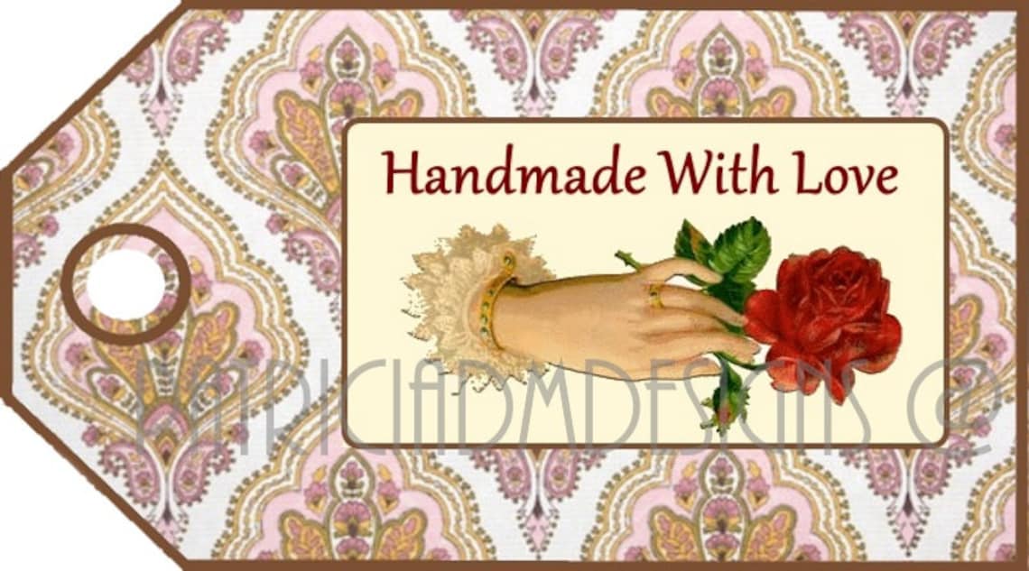 HANDMADE With Love Set of 18 Printable Tags/ Digital Download Hang Tags ...