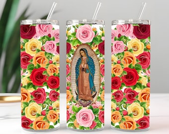 Wrap Sublimation Design , Our lady of Guadalupe , 20oz Skinny Tumbler , Tumbler PNG Instant Digital Download, Tumbler Wrap PNG