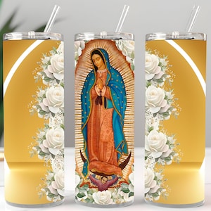 Wrap Sublimation Design, Lady of Guadalupe, gobelet skinny 20 oz, gobelet PNG en téléchargement numérique instantané, gobelet enveloppant PNG, Vierge Marie