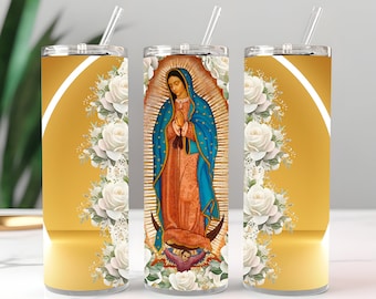Wrap Sublimation Design , Lady of Guadalupe , 20oz Skinny Tumbler , Tumbler PNG Instant Digital Download, Tumbler Wrap PNG , Virgen Mary