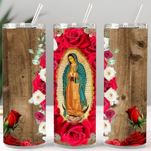 Wrap Sublimation Design , Vierge de Guadalupe , 20oz Skinny Tumbler , Tumbler PNG Téléchargement numérique instantané, Tumbler Wrap PNG