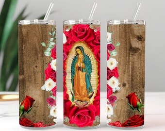 Wrap Sublimation Design , Virgen of Guadalupe , 20oz Skinny Tumbler , Tumbler PNG Instant Digital Download, Tumbler Wrap PNG