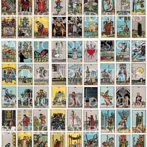 Rider Waite Tarot Cards- Set Of 78 Cards- Printable 3.5 X 2.5  Each Card / 9 Pages High Resolution -Instant Download