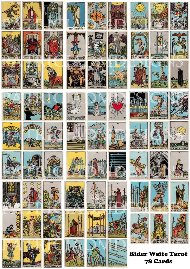 Elegance Stille Array af Rider Waite Tarot Cards Set of 78 Cards Printable 3.5 X 2.5 - Etsy