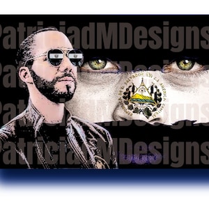 Nayib Bukele- PNG image El Salvador Ink Sketch Effect (3200x2400 px) in 300 dpi-Sublimation Design- Digital download