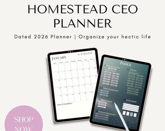 The Homestead CEO Digital Planner 2026 | Life, Business and Farm Organizer | GoodNotes, Notability, Xodo PDF | Budget, Meal and Goal Tracker