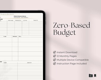 Zero-Based Budget Tracker | Printable Budget Worksheet | Digital Download for GoodNotes | Pixie & Pine Design