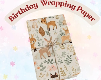 Cute Animal Wrapping Paper, Birthday Wrapping Paper, Cute Animal Baby Gift Wrap, Animal Theme Gift Wrap, Baby Shower Wrapping Paper