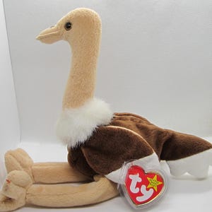 Ty Beanie Baby Stretch el avestruz, Error de etiqueta de Gasport, MWMT