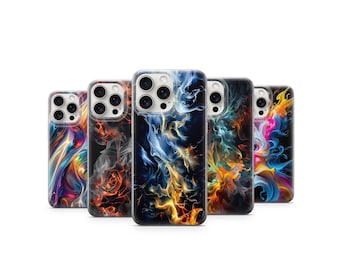 Abstract Fluid Art Phone Case, Neon Smoke Modern Design, iPhone Samsung Cover
