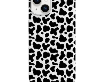 Funda para teléfono con estampado de vaca en blanco y negro, diseño minimalista de animales, moderna funda para iPhone