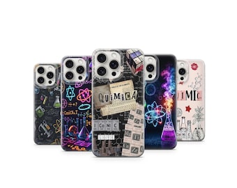 Funda para teléfono con temática de química – Funda con símbolos científicos – Diseño de la tabla periódica – Regalo para amantes de la química – Funda para iPhone con estética geek – Funda para laboratorio científico