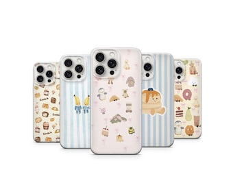 Kawaii Pastel Phone Case, Food & Animal Art, Soft Girl